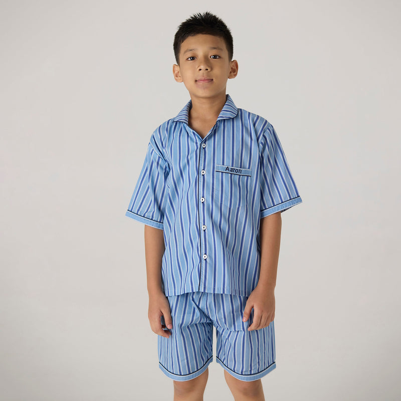 Nautical Striped Pima Shorts Set For Kids