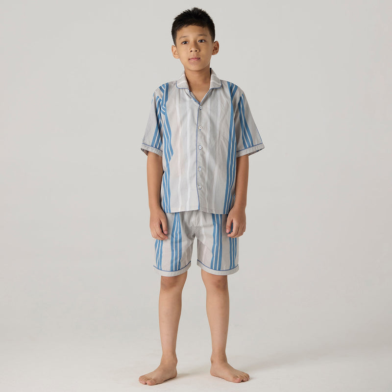 Coastal Striped Pima Shorts Set For Kids