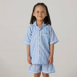 Azure Striped Shorts Set For Kids