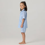 Azure Striped Shorts Set For Kids