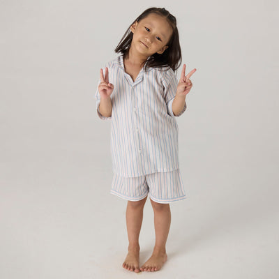 Serene Striped Pima Shorts Set For Kids