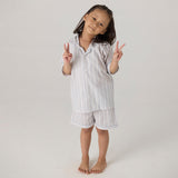 Serene Striped Pima Shorts Set For Kids