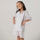 Serene Striped Pima Shorts Set For Kids