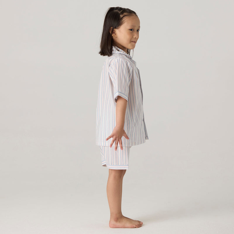 Serene Striped Pima Shorts Set For Kids