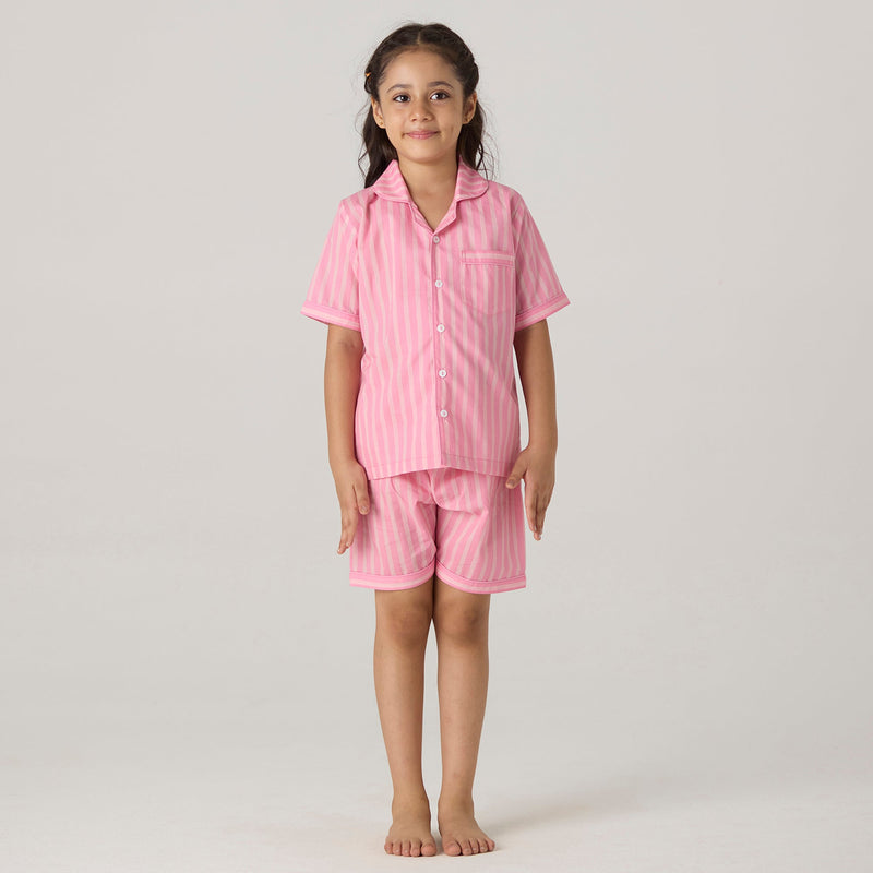 Candy Striped Pima Shorts Set For Kids