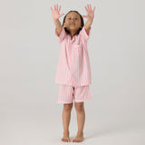 Blush Striped Shorts Set For Kids