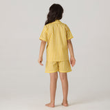 Lemon Striped Pima Shorts Set For Kids