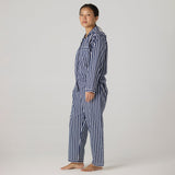 Women Navy Bold Striped Pajama Set