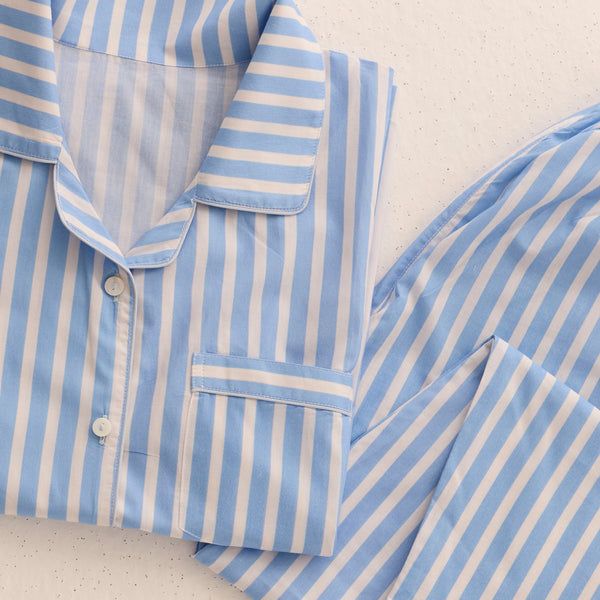 Women Azure Striped Pajama Set