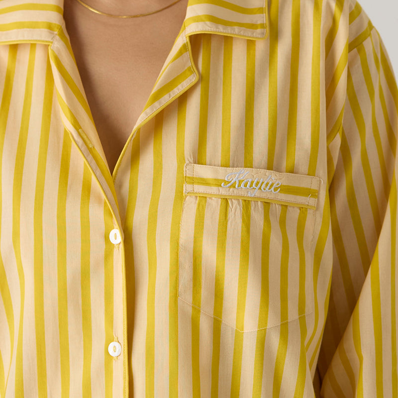 Women Lemon Striped Pajama Set