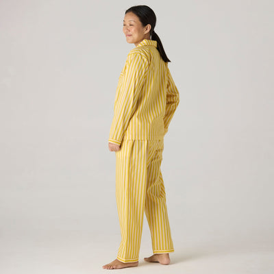 Women Lemon Striped Pima Pajama Set