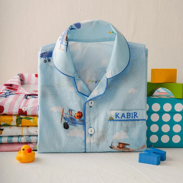 Sky Safari Pima Shorts Set For Kids