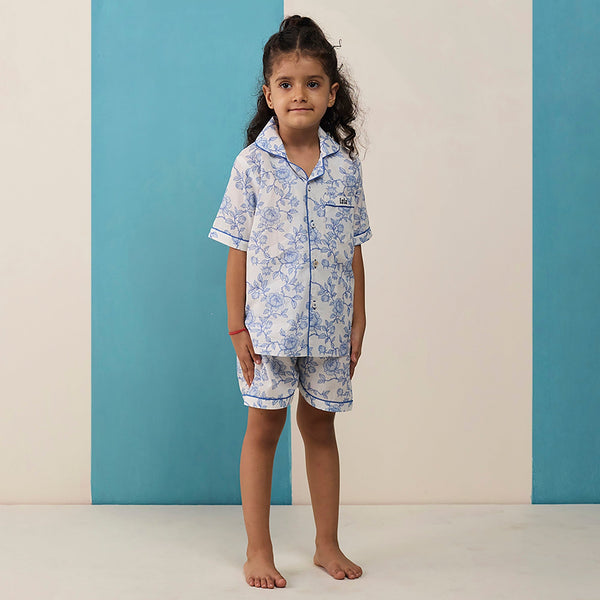 Vintage Blooms Pima Shorts Set For Kids