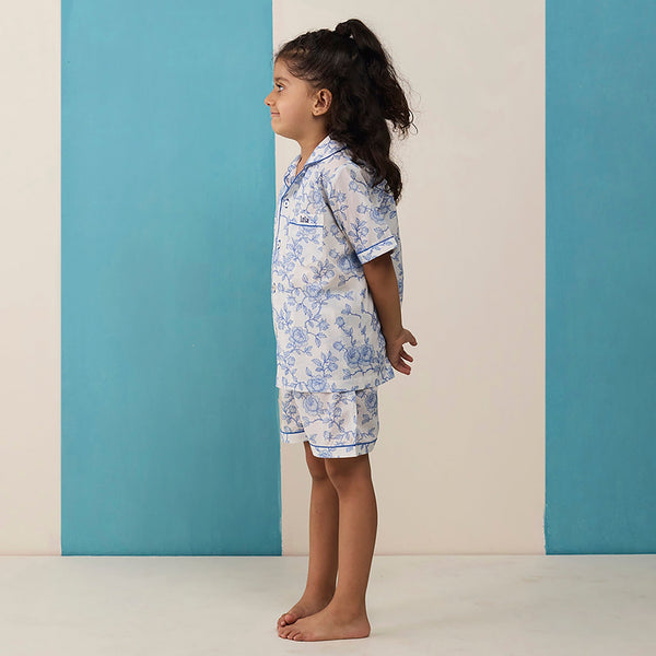 Vintage Blooms Pima Shorts Set For Kids