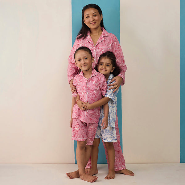 Vintage Blooms Pima Shorts Set For Kids