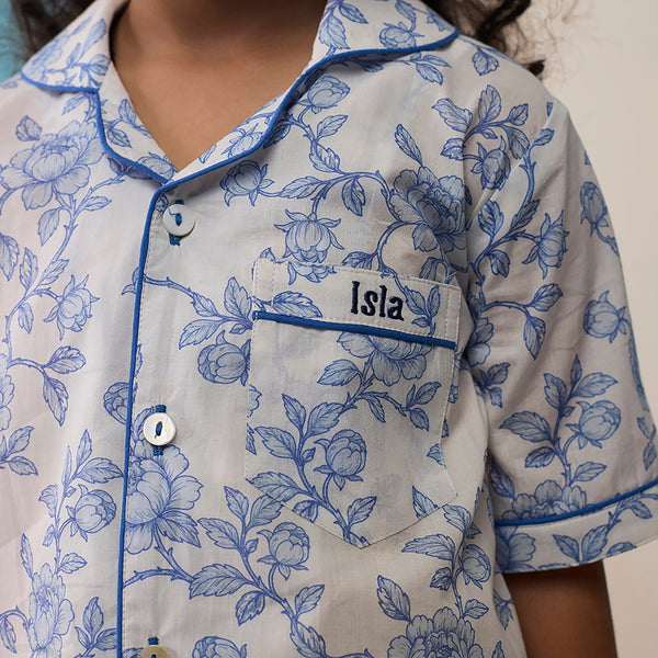 Vintage Blooms Pima Shorts Set For Kids