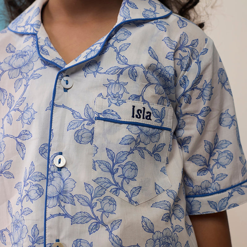 Vintage Blooms Pima Shorts Set For Kids