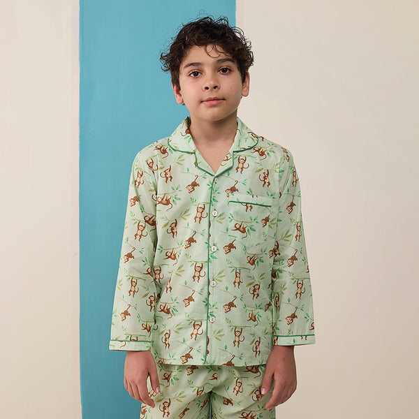 Monkeying Around Pima Pajama Set For Kids