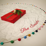 Colorful Pom Pom Tree Skirt - Ivory