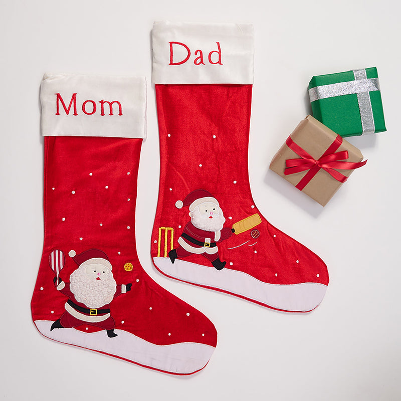 Santa Plays Cricket Stocking