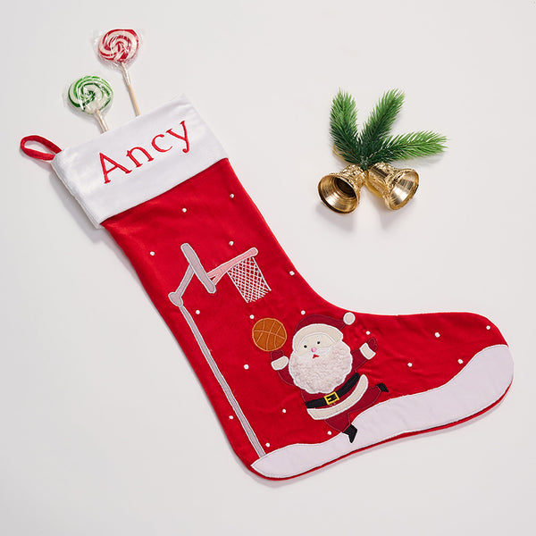 Santa Plays Basketball Stocking