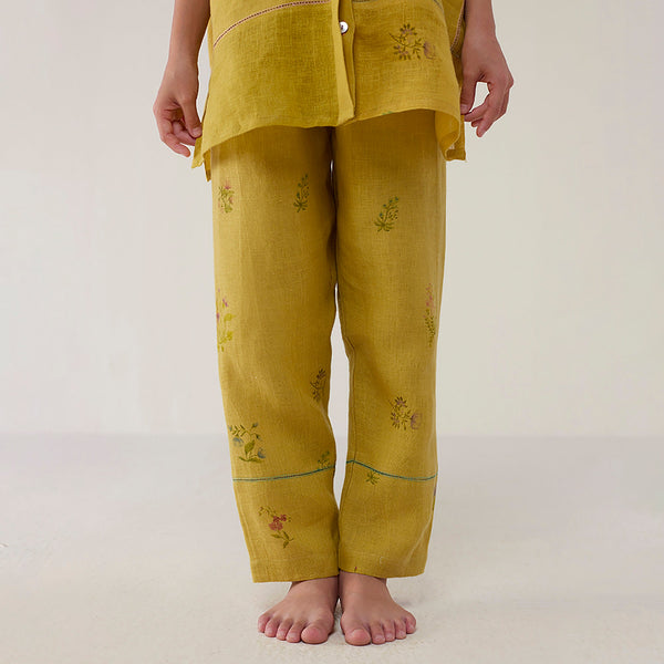 Aboli Patchwork Linen Co-ord Set - ochre