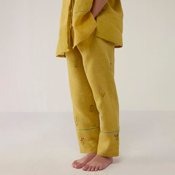 Aboli Patchwork Linen Co-ord Set - ochre
