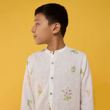 Akio Floral Linen Co-ord Set - White