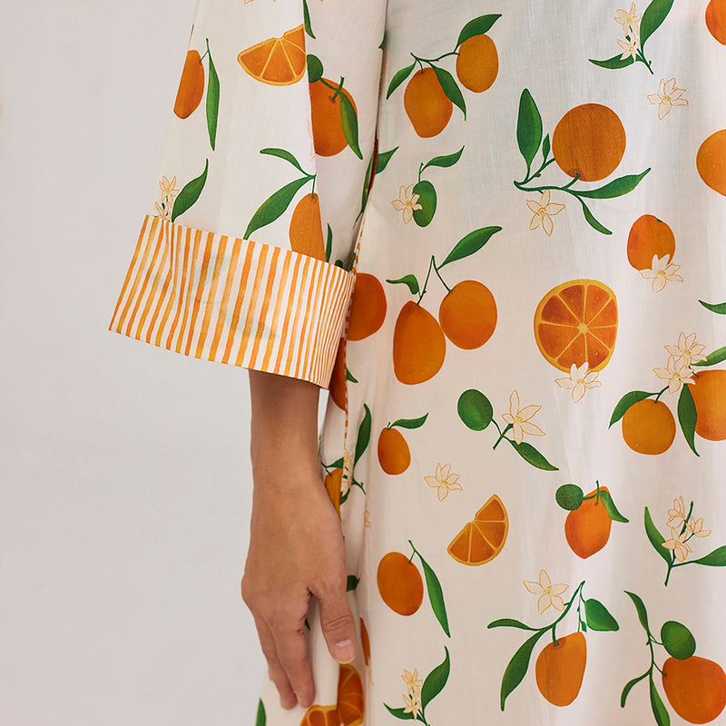 Orange Pima Cotton Midi Dress