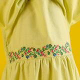 Alina Embroidered Linen Dress - Pistachio