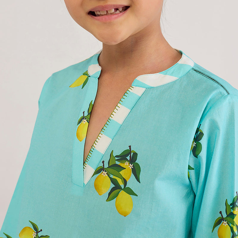 Lemon Pima Cotton Kurta Set