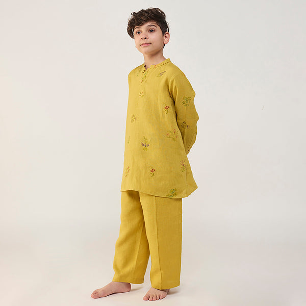 Jay Forever Linen Kurta Set - Ochre