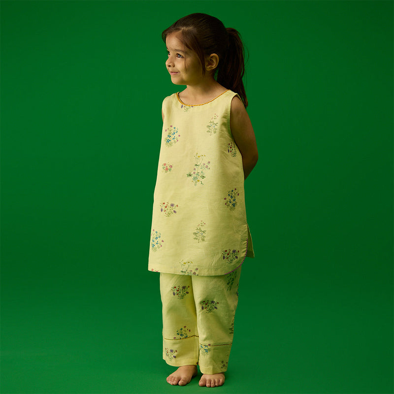 Fara Floral Kurta - Pistachio