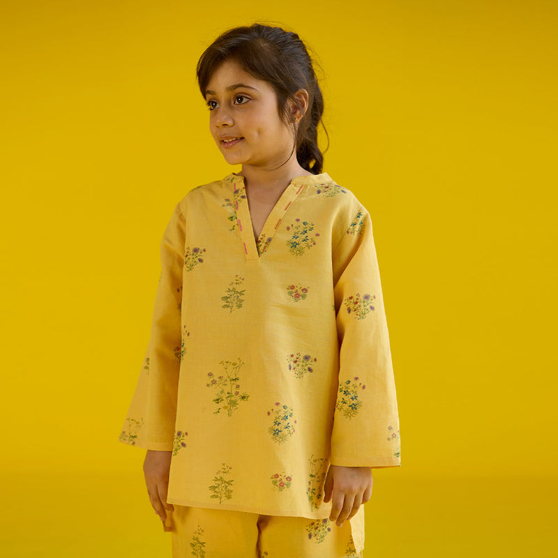 Sahar Floral Kurta - Mustard