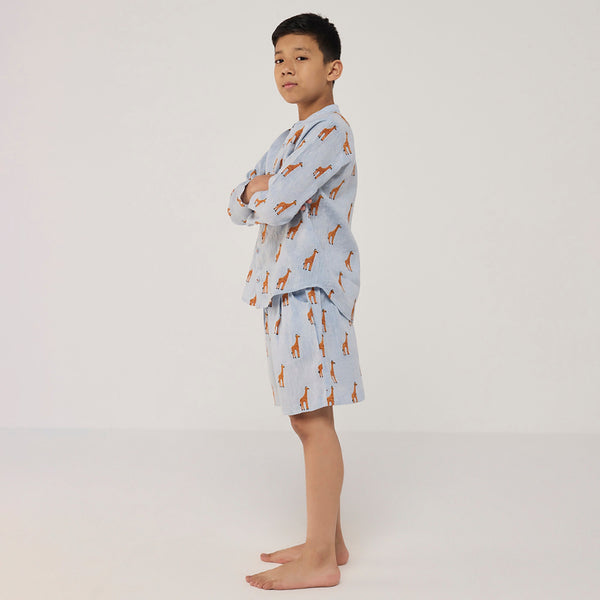 Rolf Linen Shorts - Sky (Giraffe)