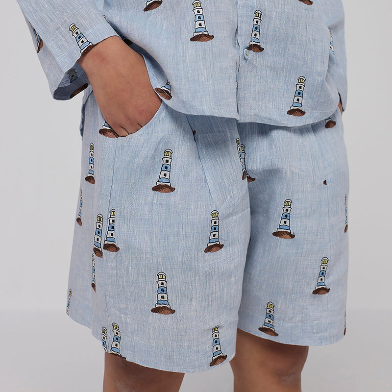 Ben Linen Shirt - Sky (Lighthouse)