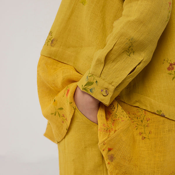 Leina A- Line Linen Co-ord Set - Ochre