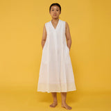 Ita Pleated Linen Dress - White