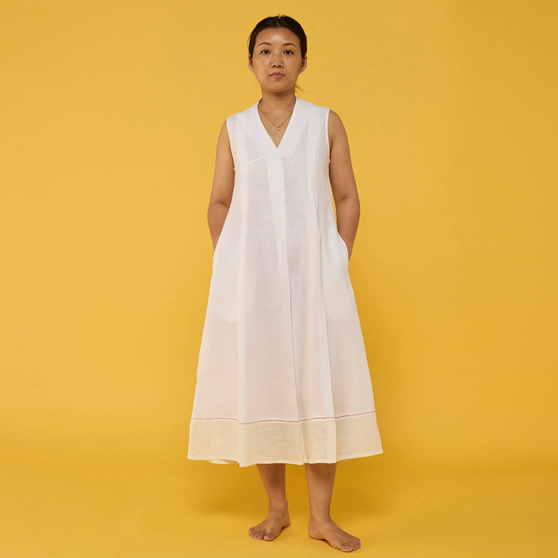 Ita Pleated Linen Dress - White