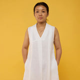 Ita Pleated Linen Dress - White