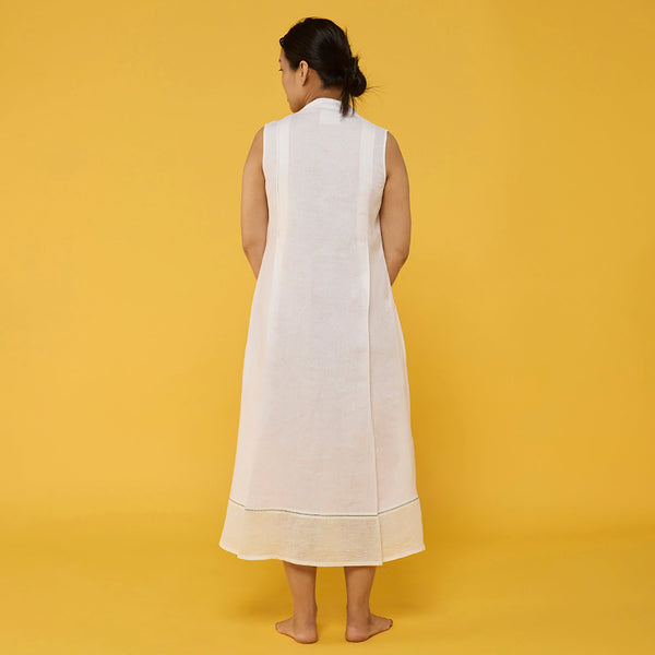 Ita Pleated Linen Dress - White
