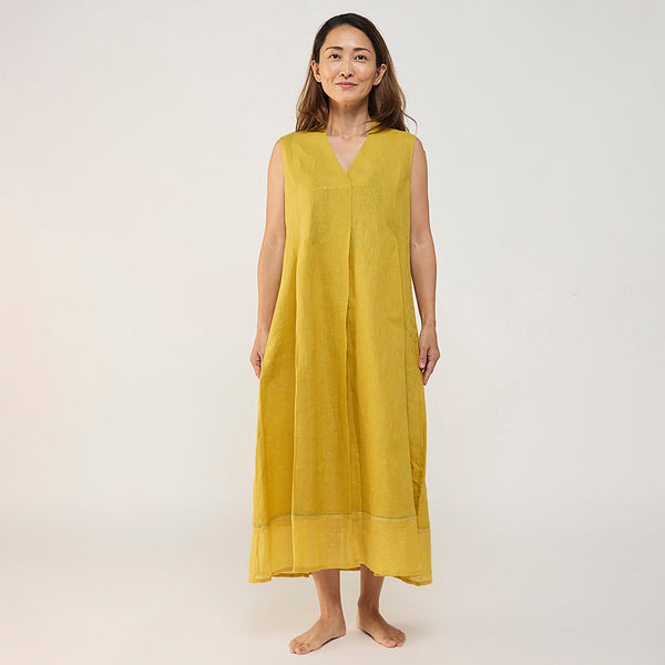 Ita pleated linen dress - ochre