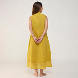 Ita pleated linen dress - ochre