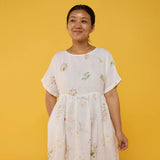 Rasa Floral Printed Sheer Linen Dress - White