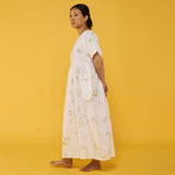 Rasa Floral Printed Sheer Linen Dress - White
