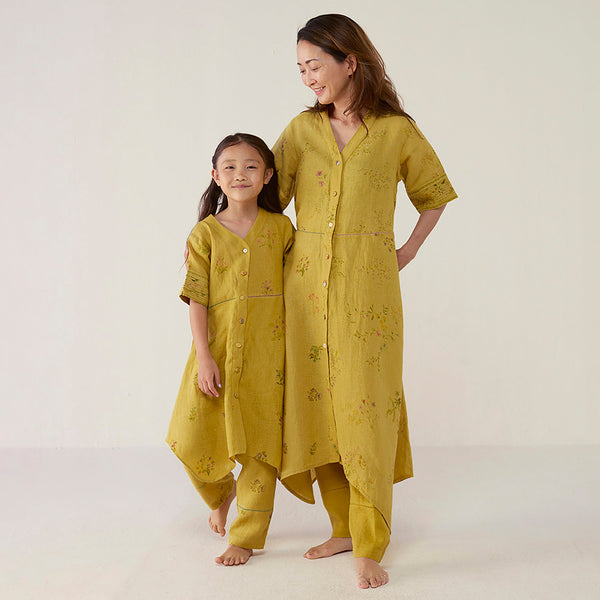 Inoya Shirt Kurta with Handkerchief Hem - Ocher