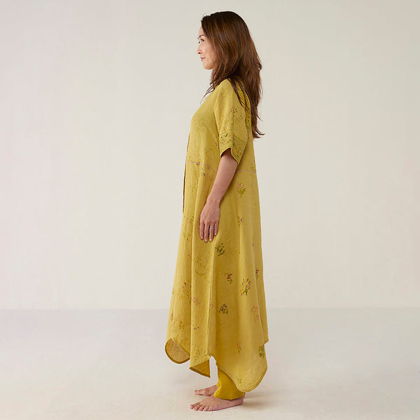 Inoya Shirt Kurta with Handkerchief Hem - Ocher