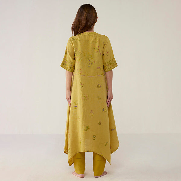 Inoya Shirt Kurta with Handkerchief Hem - Ocher