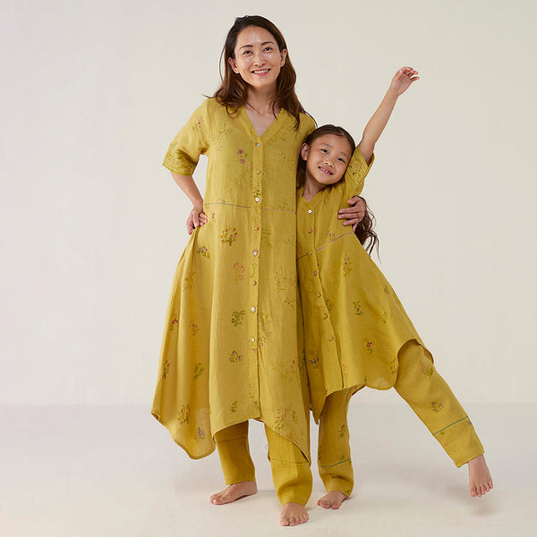 Inoya Shirt Kurta with Handkerchief Hem - Ocher