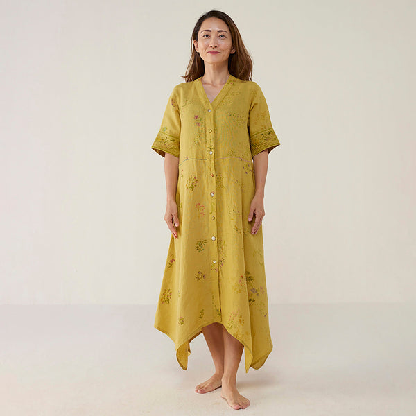 Inoya Shirt Kurta with Handkerchief Hem - Ocher